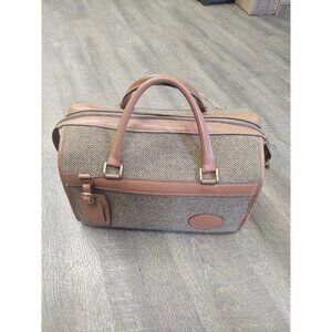 Boyt Runaway Luggage Bag Tweed Leather Carry Weekender Zip Top Duffle USA Made